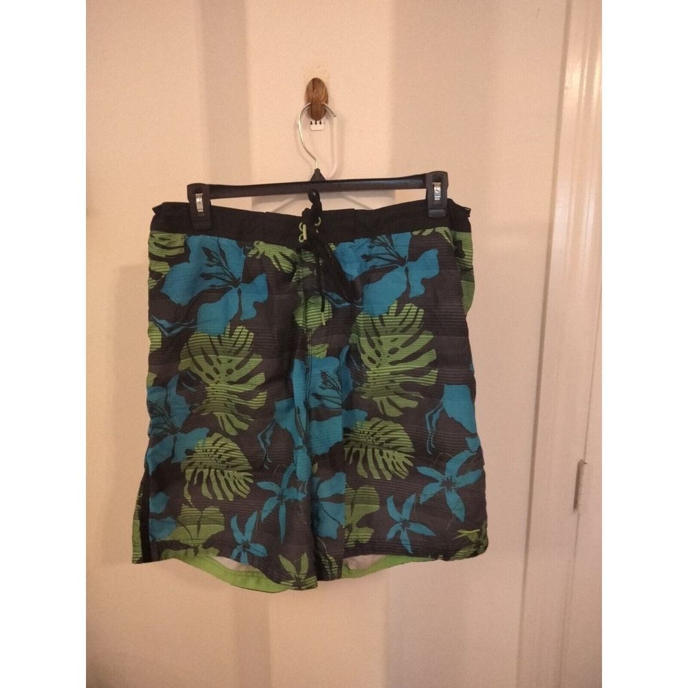Men Floral Speedo Swim Trunks Blue Green Black Size Xl